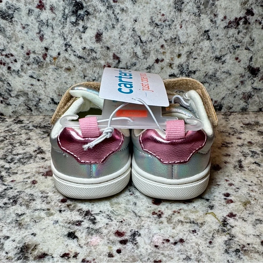 Carter's Metallic Gold and Silver Sneakers Size 3 - Picture 3 of 6